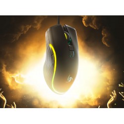 Mouse Gamer ambidiestro 100 gramos, sensor Instant A725F, 7200 DPI nativos, 60 IPS de velocidad, 20G de aceleración e iluminación RGB.